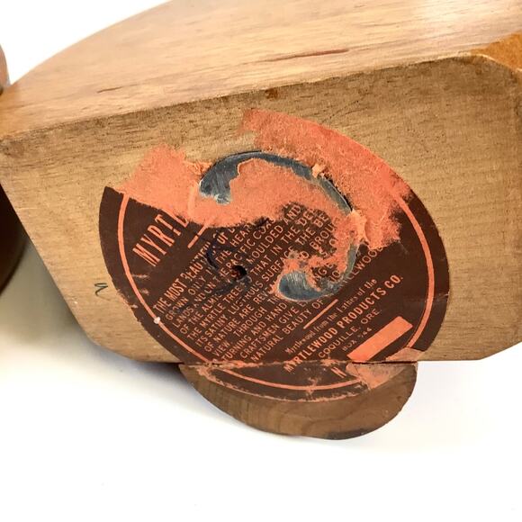 Vtg 1970s Oregon Myrtlewood Products Mid Century Modern BookEnds MCM Art Deco - Picture 7 of 7